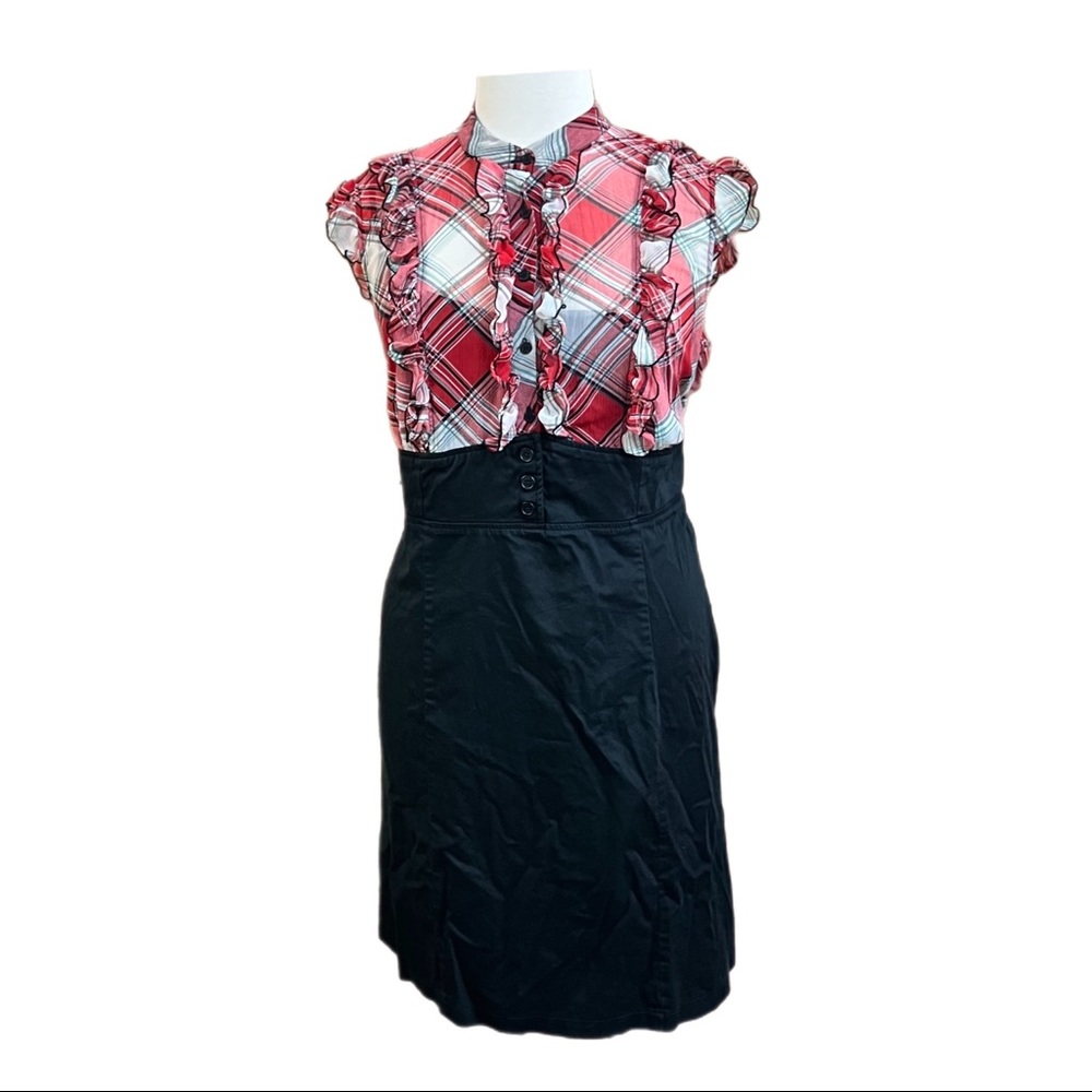 Torrid Black & Plaid Women's Size 24 Midi Length Dress